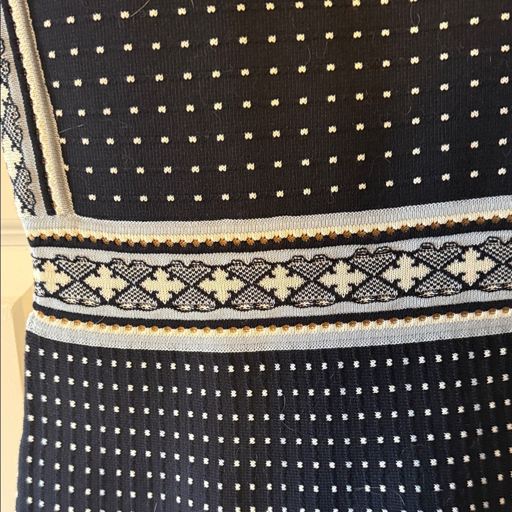 Tory Burch Navy and White Sleeveless Knit Fit-and-Flare Dress - Picture 3 of 4